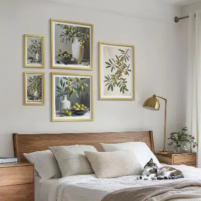 Set od 5 slika u okvirima s motivom maslinastih akcenata u rustikalnom stilu