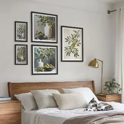 Set od 5 slika u okvirima s motivom maslinastih akcenata u rustikalnom stilu