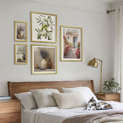 Set slika iznad kauča Elegantni interijeri cvijeće voće