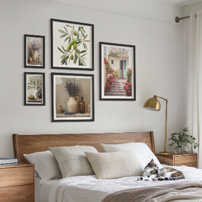Set slika iznad kauča Elegantni interijeri cvijeće voće
