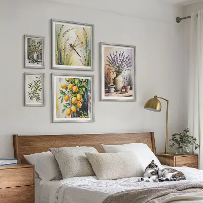 Set slika iznad kauča rustikalni motiv s granama masline i limuna