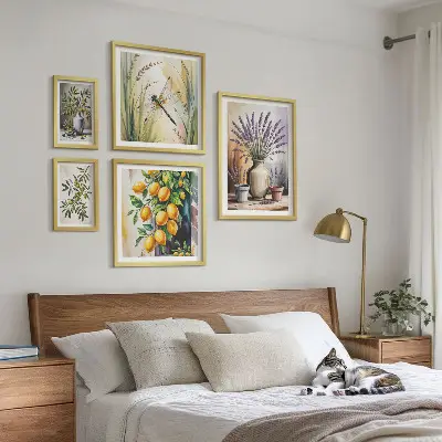 Set slika iznad kauča rustikalni motiv s granama masline i limuna