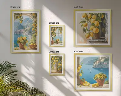 Set od 5 slika u okviru motiv limuna i provansalskog mora