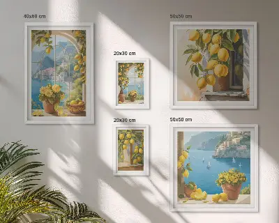 Set od 5 slika u okviru motiv limuna i provansalskog mora