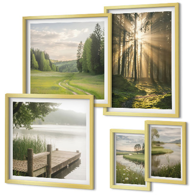 Set 5 slika u okviru Šumski krajolici sunce voda