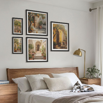 Set slika iznad kauča Šarmantne narančaste ulice