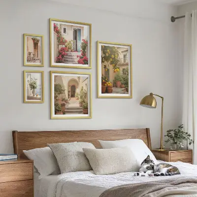 Set od 5 slika u okviru ulice, cvijeće, agrumi i motivi Provanse