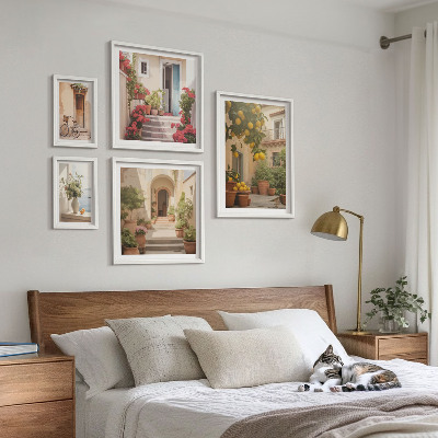 Set 5 slika u okviru Ulice, cvijeće, agrumi, Provansa