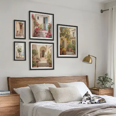 Set od 5 slika u okviru ulice, cvijeće, agrumi i motivi Provanse