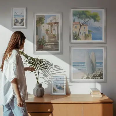 Poliptih u okviru elegantni motivi pogleda na more