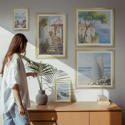 Poliptih u okviru elegantni motivi pogleda na more
