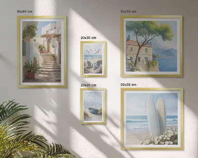 Poliptih u okviru elegantni motivi pogleda na more