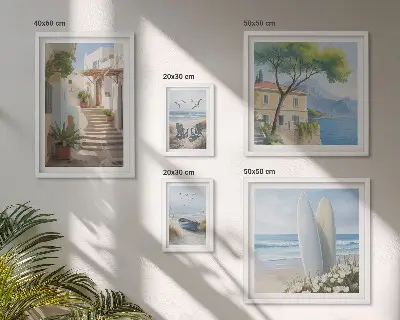 Poliptih u okviru elegantni motivi pogleda na more