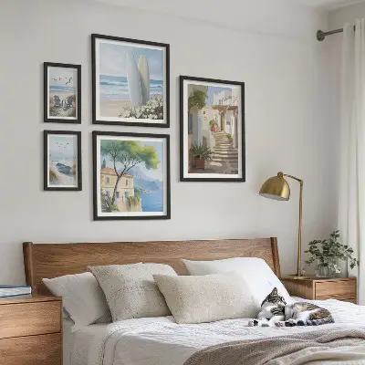 Poliptih u okviru elegantni motivi pogleda na more