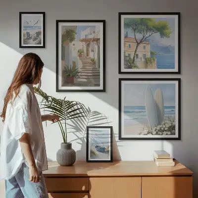 Poliptih u okviru elegantni motivi pogleda na more