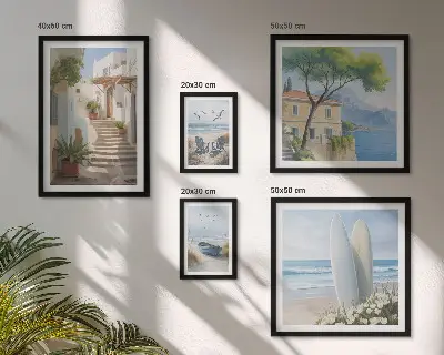 Poliptih u okviru elegantni motivi pogleda na more