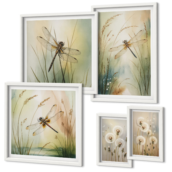 Set 5 slika u okviru Boho prirodni motivi s vretencima