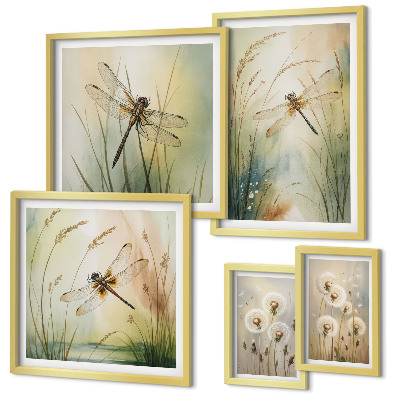 Set 5 slika u okviru Boho prirodni motivi s vretencima