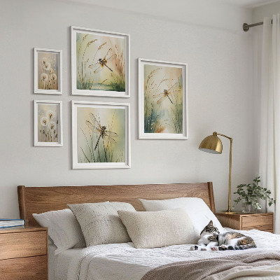 Set 5 slika u okviru Boho prirodni motivi s vretencima