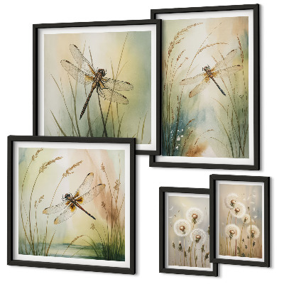 Set 5 slika u okviru Boho prirodni motivi s vretencima