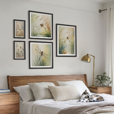 Set 5 slika u okviru Boho prirodni motivi s vretencima