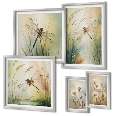 Set 5 slika u okviru Boho prirodni motivi s vretencima