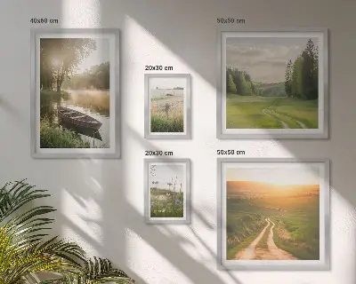 Pejzaži vode i zelenila set od 5 slika u okviru