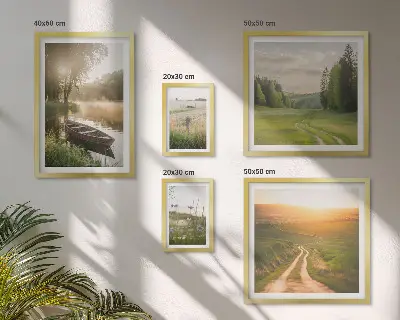 Pejzaži vode i zelenila set od 5 slika u okviru