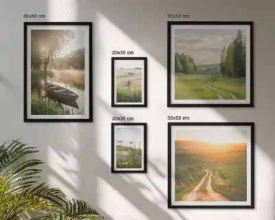 Pejzaži vode i zelenila set od 5 slika u okviru
