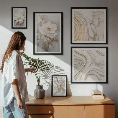 Slika u okviru poliptih apstraktni cvjetni motivi elegantnog dizajna