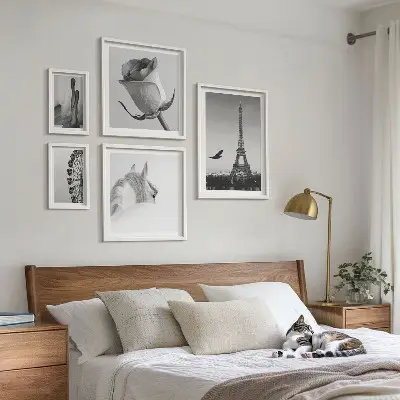 Elegantne crno-bijele slike set od 5 slika u okviru