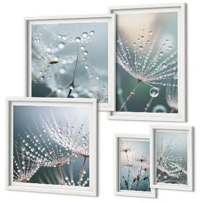 Poliptih u okviru Minimalističke biljke Dewdrops poliptih u okviru s motivom minimalističkih biljaka Dewdrops