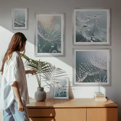 Poliptih u okviru Minimalističke biljke Dewdrops poliptih u okviru s motivom minimalističkih biljaka Dewdrops