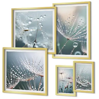 Poliptih u okviru Minimalističke biljke Dewdrops poliptih u okviru s motivom minimalističkih biljaka Dewdrops