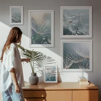 Poliptih u okviru Minimalističke biljke Dewdrops poliptih u okviru s motivom minimalističkih biljaka Dewdrops