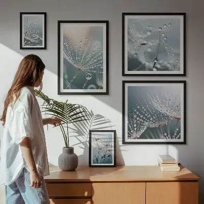 Poliptih u okviru Minimalističke biljke Dewdrops poliptih u okviru s motivom minimalističkih biljaka Dewdrops