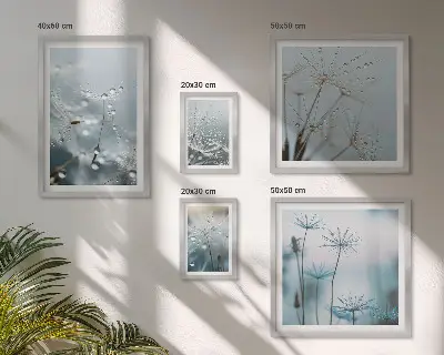 Set od 5 slika u okviru biljni motivi s kapljicama vode