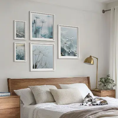 Set od 5 slika u okviru biljni motivi s kapljicama vode