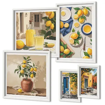 Set slika iznad kauča mediteranski motiv s limunima