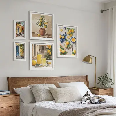 Set slika iznad kauča mediteranski motiv s limunima