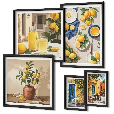 Set slika iznad kauča mediteranski motiv s limunima