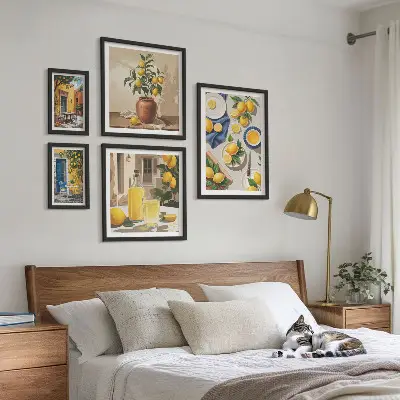 Set slika iznad kauča mediteranski motiv s limunima