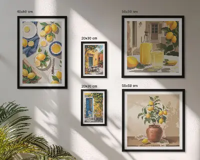Set slika iznad kauča mediteranski motiv s limunima