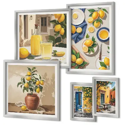 Set slika iznad kauča mediteranski motiv s limunima