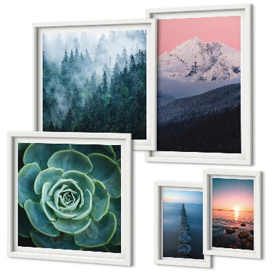 Set 5 slika u okviru Pejzaži planine more boho