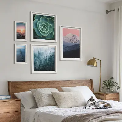 Set od 5 slika u okviru boho motivi s pejzažima planina i mora