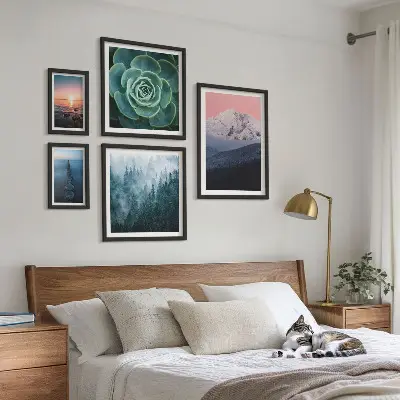 Set od 5 slika u okviru boho motivi s pejzažima planina i mora
