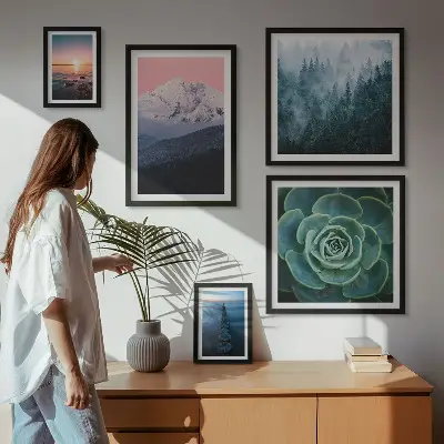 Set od 5 slika u okviru boho motivi s pejzažima planina i mora