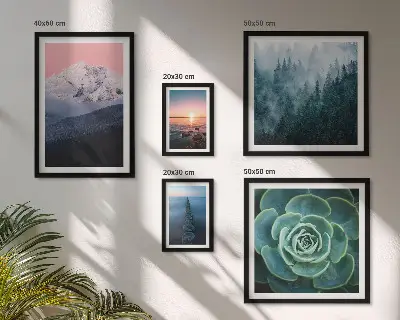 Set od 5 slika u okviru boho motivi s pejzažima planina i mora