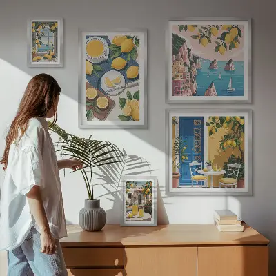 Set slika iznad kauča Limunska svježina boho ljeta set slika s motivom limuna u boho stilu